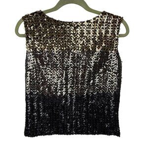 Vintage 50's Ombre' Sequined Sleeveless Top Sunny South Fashions Black Gold Size
